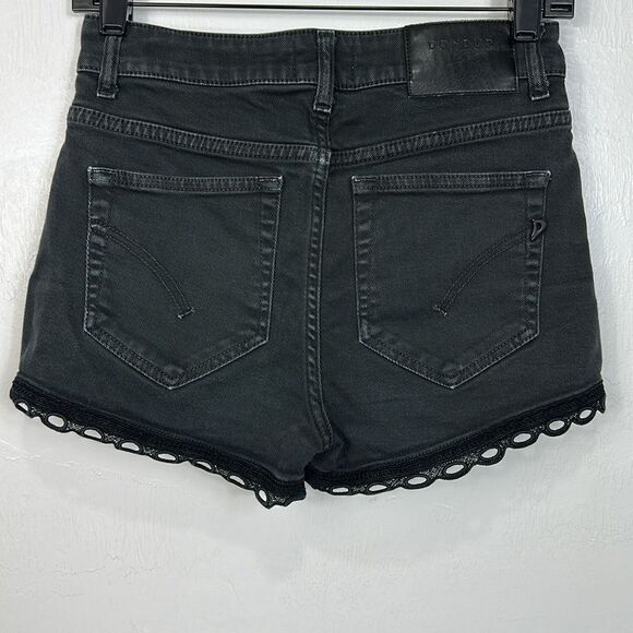 Dondup Klum Lace Trim Cotton Blend Black Jean Shorts Size 26 - Picture 3 of 10